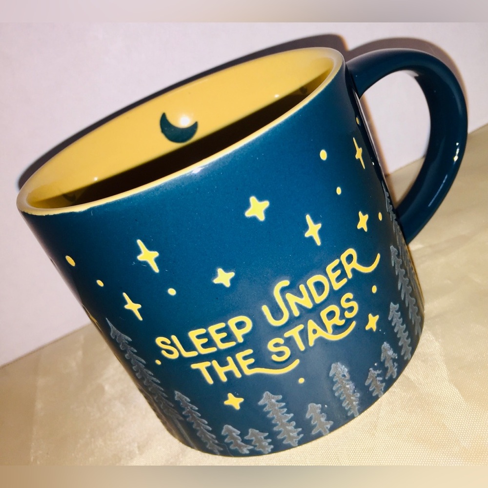 Sleep Under the Stars Mug Blue Yellow Cozy Coffee Latte Tea Camping Mugs Lover